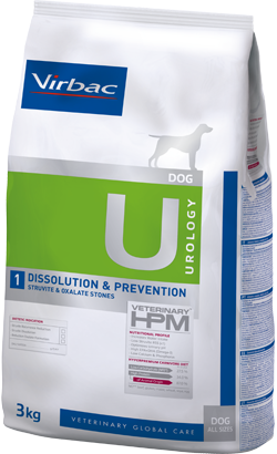 Ração Veterinária para Cão Virbac Veterinary HPM U1 Dog Dissolution & Prevention | 3 kg