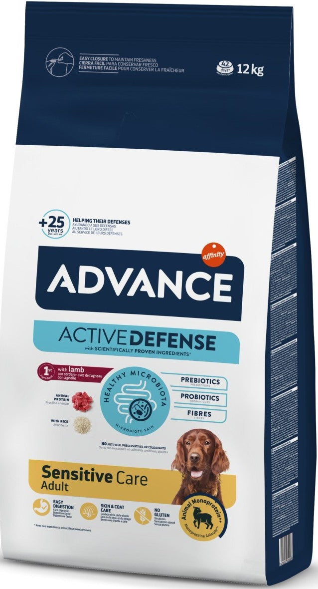 Alimento para perros Advance Dog Adult Sensitive con cordero y arroz | 12 kg