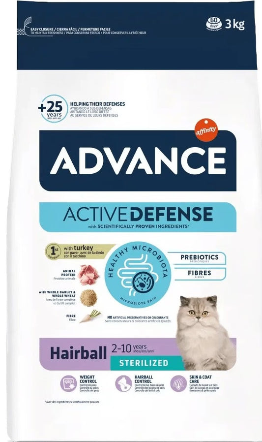 Ração para Gatos Advance Cat Sterilized Hairball | Turkey & Barley | 3 kg