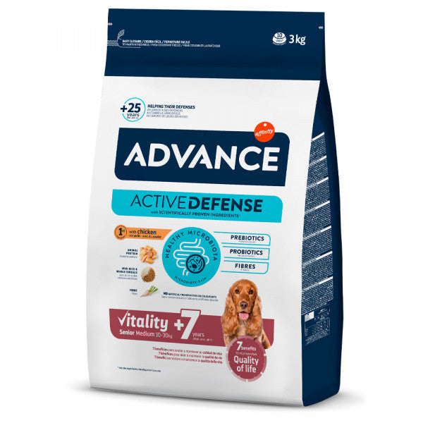 Advance Senior +7 Medium - Dry Dog Food for Medium Breed Dogs Over 7 Years Old - Chicken and Rice 3 kg