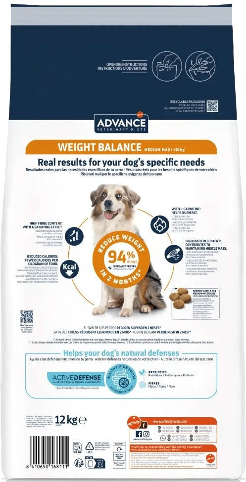 Ração Veterinária para Cão Advance Vet Dog Medium & Maxi Weight Balance | 12 kg