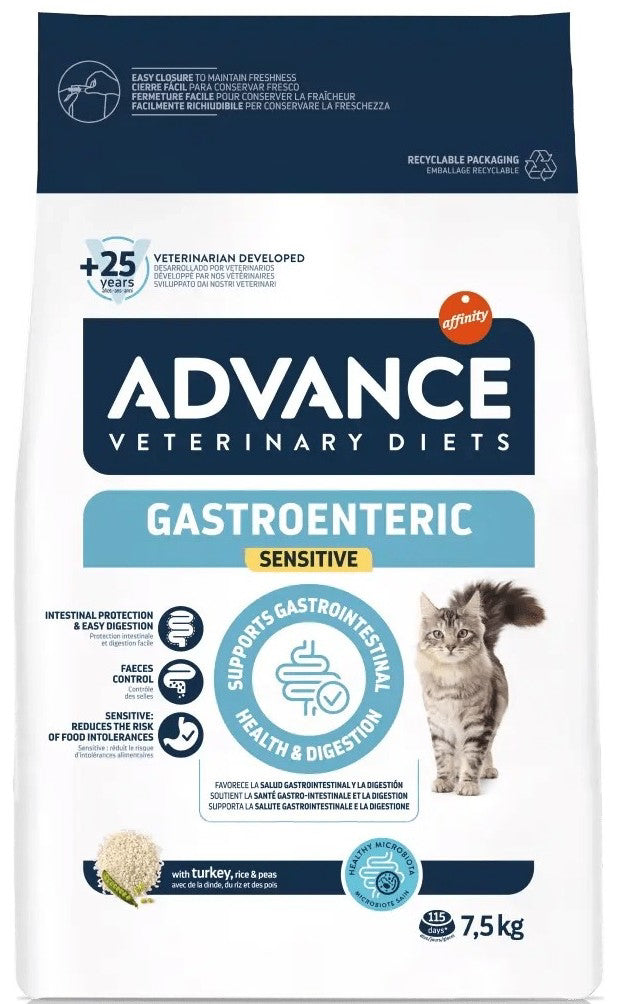 Ração Veterinária para Gatos Advance Vet Cat Gastroenteric Sensitive | 7,5 Kg