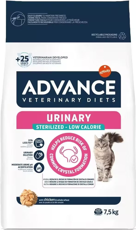 Ração Veterinária para Gatos Advance Vet Cat Urinary Sterilized Low Calorie | 7,5 kg