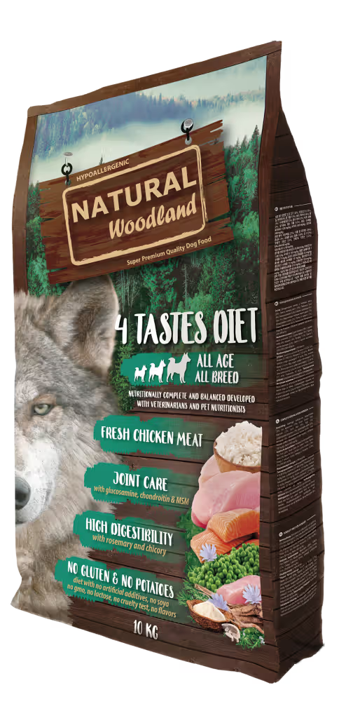 Natural Woodland 4 Tastes Diet Dog Chicken - Dry dog food for joint support