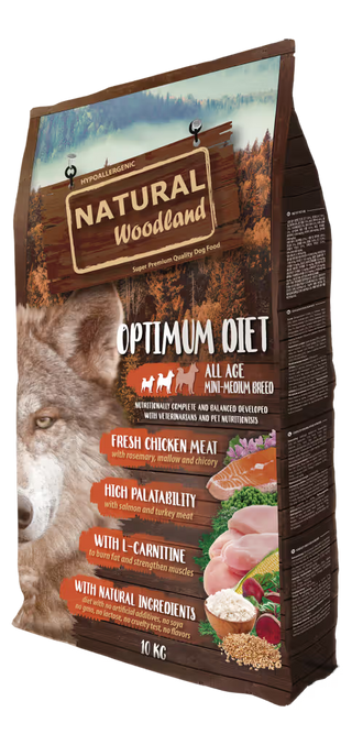 Natural Woodland Optimum Razas Pequeñas y Medianas Perro Pavo y Pollo - Pienso seco para perro
