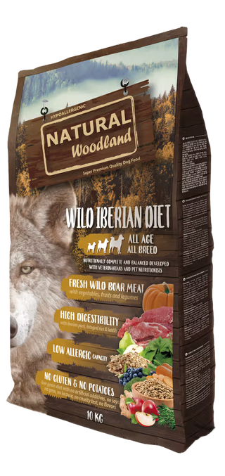 Natural Woodland Wild Iberian Perro Todas las Edades Jabalí y Cerdo Ibérico - Pienso seco para perro