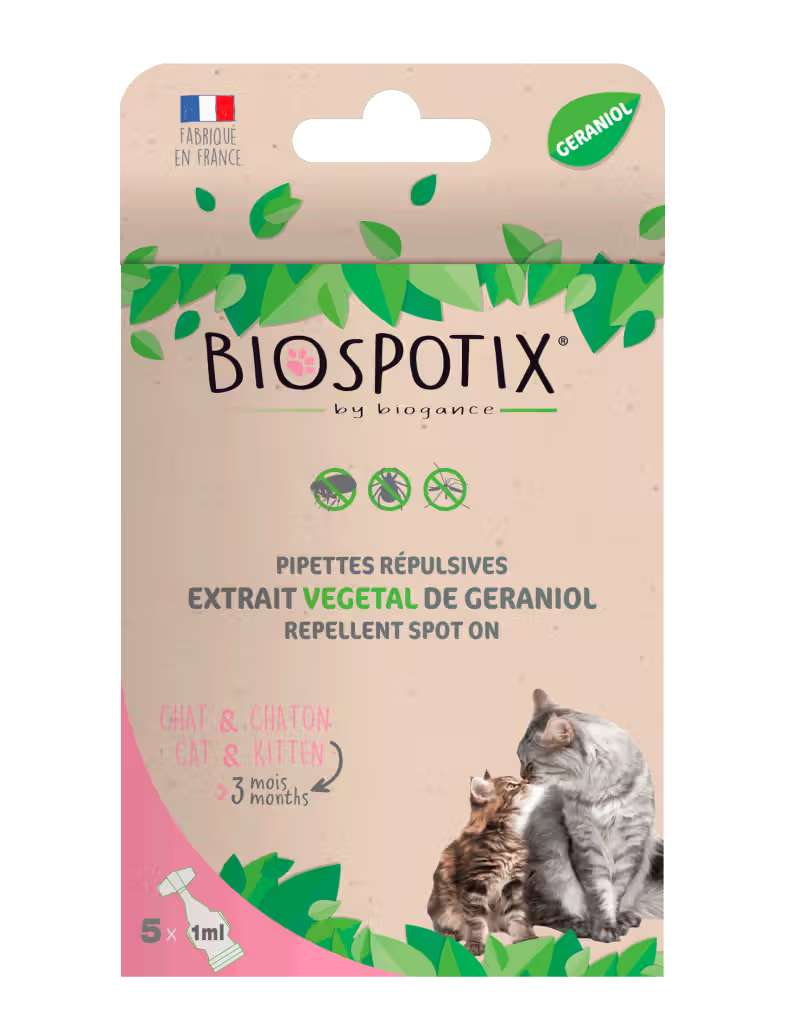 Biospotix Cat Spot On - Pipetas para gato repelente de parásitos