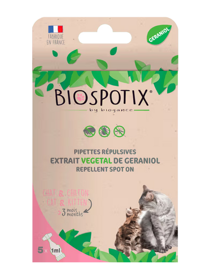 Biospotix Cat Spot On - Pipetas para gato repelente de parásitos