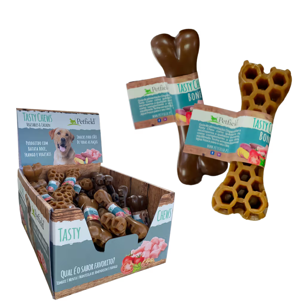 Petfield Premium Pet Food Tasty Chews Bone Perro Pollo y Mantequilla de Cacahuete - Snack para perro