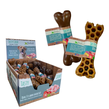 Petfield Premium Pet Food Tasty Chews Bone Perro Pollo y Mantequilla de Cacahuete - Snack para perro