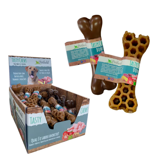 Petfield Premium Pet Food Tasty Chews Bone Cão Frango e Manteiga de Amendoim - Snack para cão