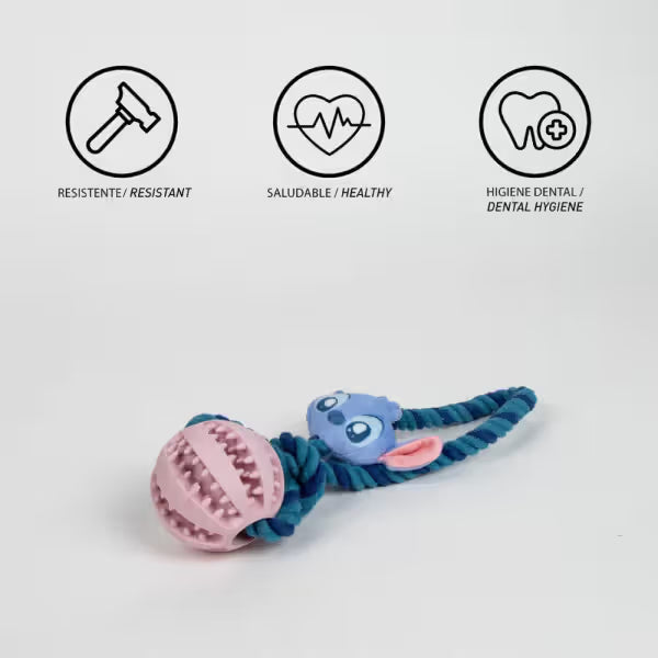 Disney & Warner Bros Brinquedo Stitch com bola e corda - Brinquedo para cão