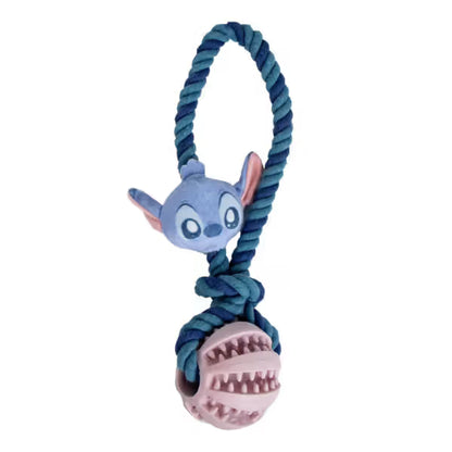 Disney & Warner Bros Brinquedo Stitch com bola e corda - Brinquedo para cão