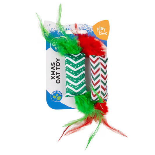 Duvo Plus - Brinquedo de Natal com penas e Catnip para gato
