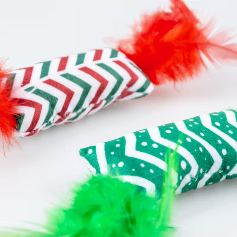 Duvo Plus - Juguete de Navidad con plumas y Catnip para gato