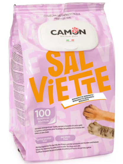 Camon Toalhetes Húmidos Bergamota - Toalhetes para cão e gato com bergamota