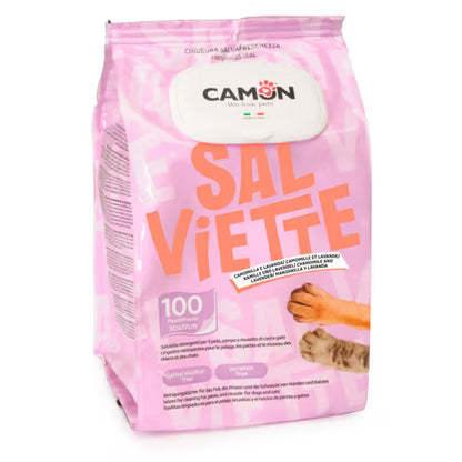 Camon Toalhetes húmidos Lavanda e Camomila - Toalhetes húmidos para cão e gato com lavanda e camomila