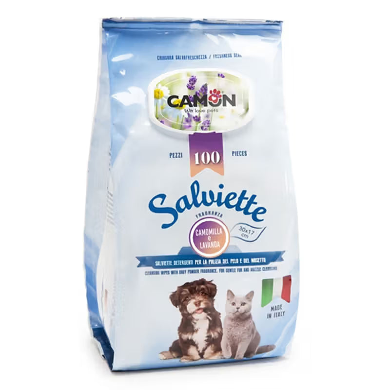 Camon Toalhetes húmidos Lavanda e Camomila - Toalhetes húmidos para cão e gato com lavanda e camomila