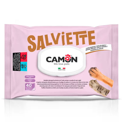 Camon Toalhetes Húmidos Madeiras Brancas - Toalhetes húmidos para cão e gato com fragrância a madeiras brancas