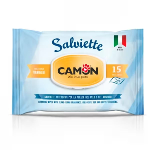 Camon Toalhetes Húmidos Pocket Baunilha - Toallitas húmedas para perro y gato con vainilla