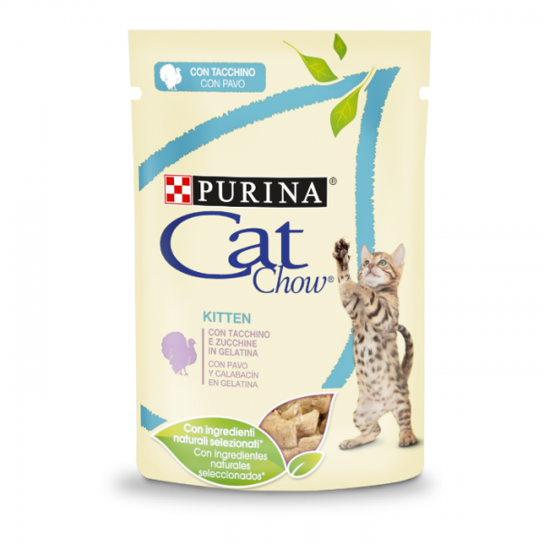 Cat Chow Kitten Pavo y Calabacín en salsa | 26 x 85 g