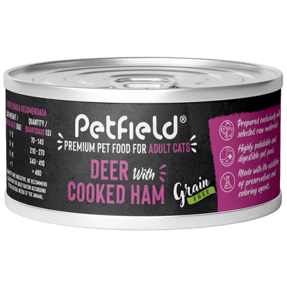 Petfield Premium Pet Food Gato Grain-Free Ciervo y Jamón Cocido - Comida húmeda para gato