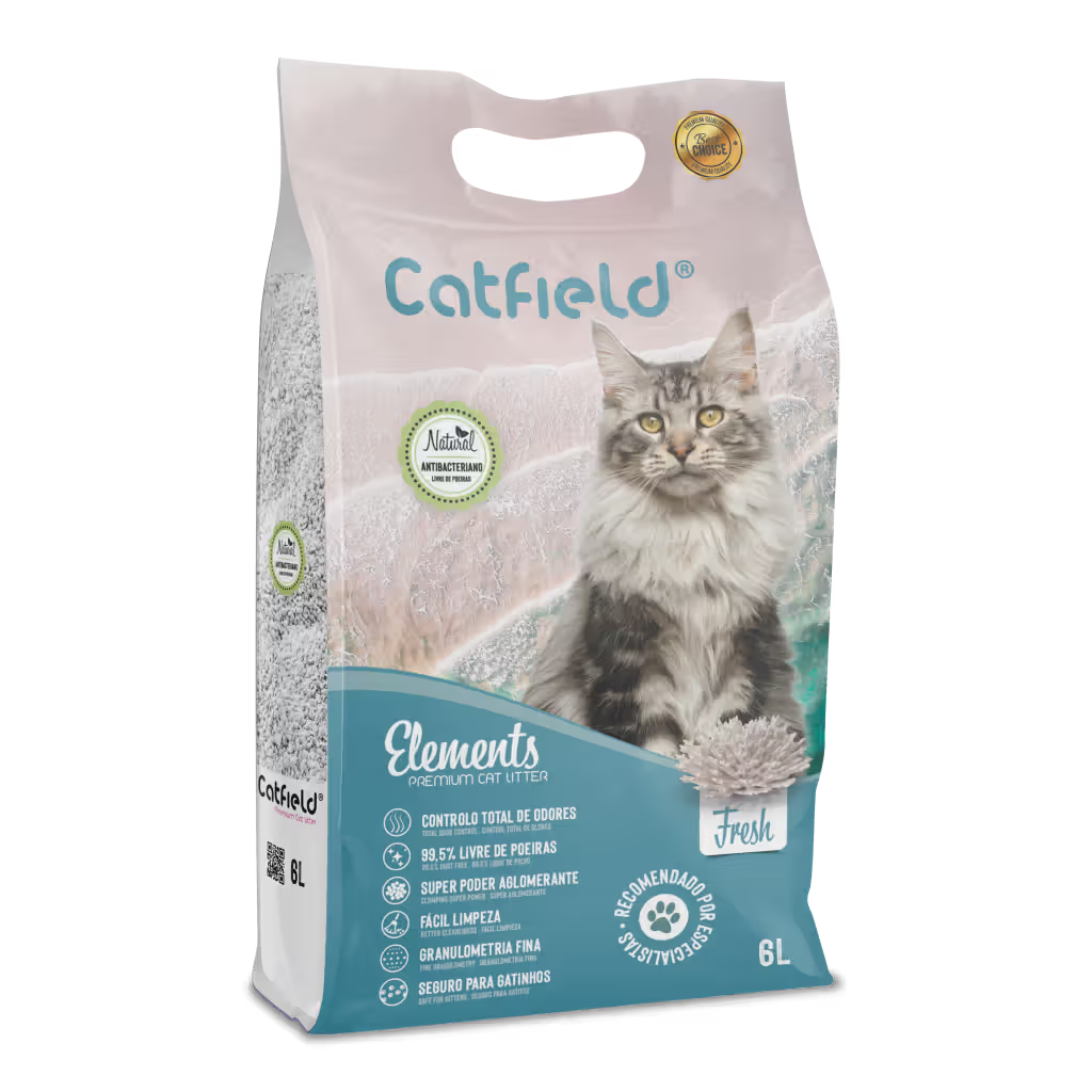 Catfield Elements Fresh - Areia aglomerante para gato com aroma a sabão de marselha