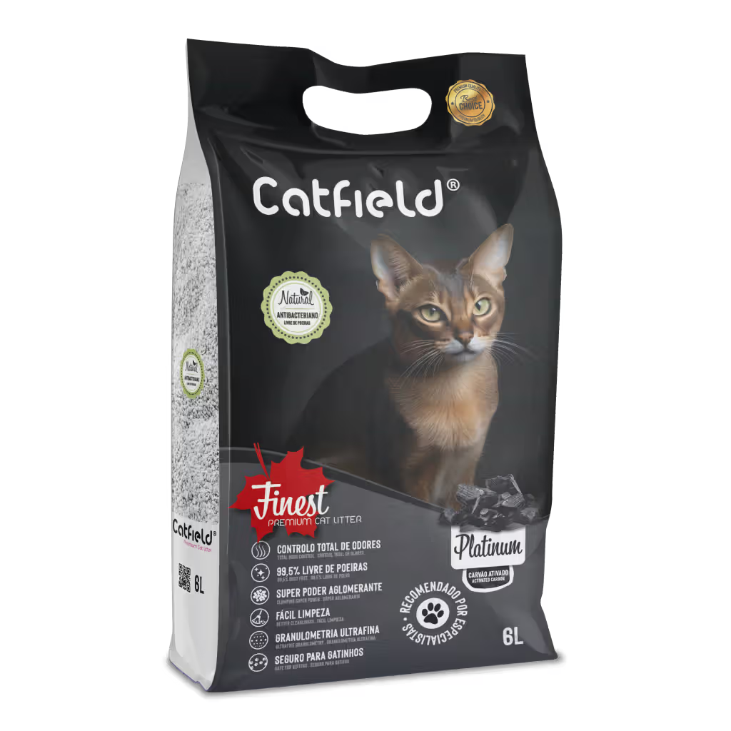 Catfield Finest Platinum - Areia aglomerante para gato com carvão ativado