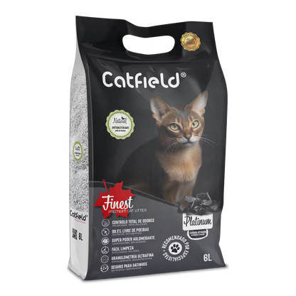 Catfield Finest Platinum - Areia aglomerante para gato com carvão ativado