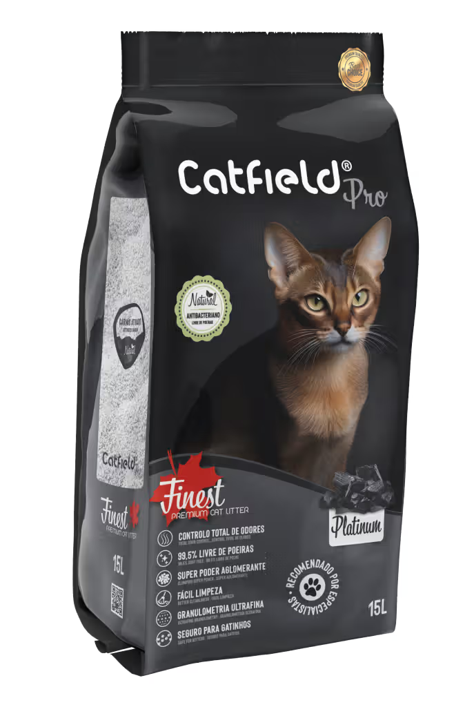 Catfield Finest Platinum - Areia aglomerante para gato com carvão ativado