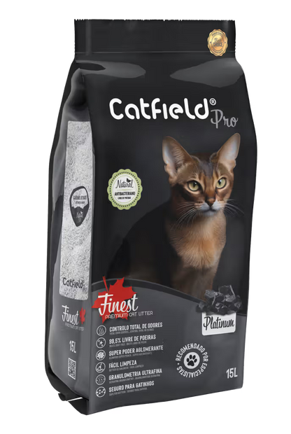 Catfield Finest Platinum - Areia aglomerante para gato com carvão ativado
