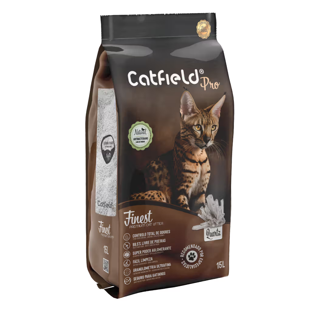 Catfield Finest Quartz - Areia aglomerante para gato com carvão ativado
