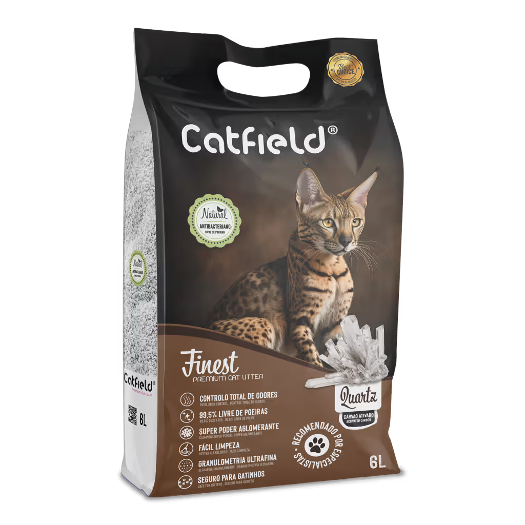Catfield Finest Quartz - Areia aglomerante para gato com carvão ativado