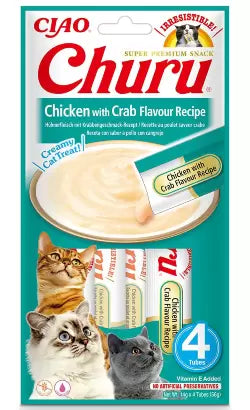 Churu Creamy Cat Treat Gato Adulto Grain-Free Pollo y Cangrejo - Snack para gato