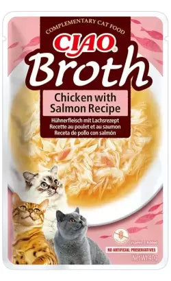 Ciao Cat Broth Gato Adulto Frango e Salmão - Ração húmida para gato