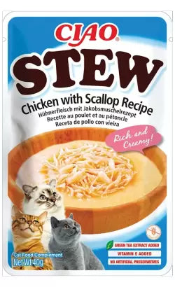 Ciao Stew Adult Cat Grain-Free Chicken and Scallops - Wet cat food