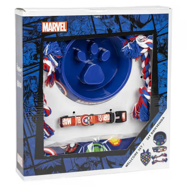 Disney & Warner Bros - Conjunto de Boas-Vindas para Cães - Capitão América - Dog accessory pack