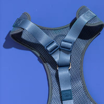 TOH Conjunto de Peitoral Mesh em H e Trela Marine - Conjunto de peitoral e trela para cão
