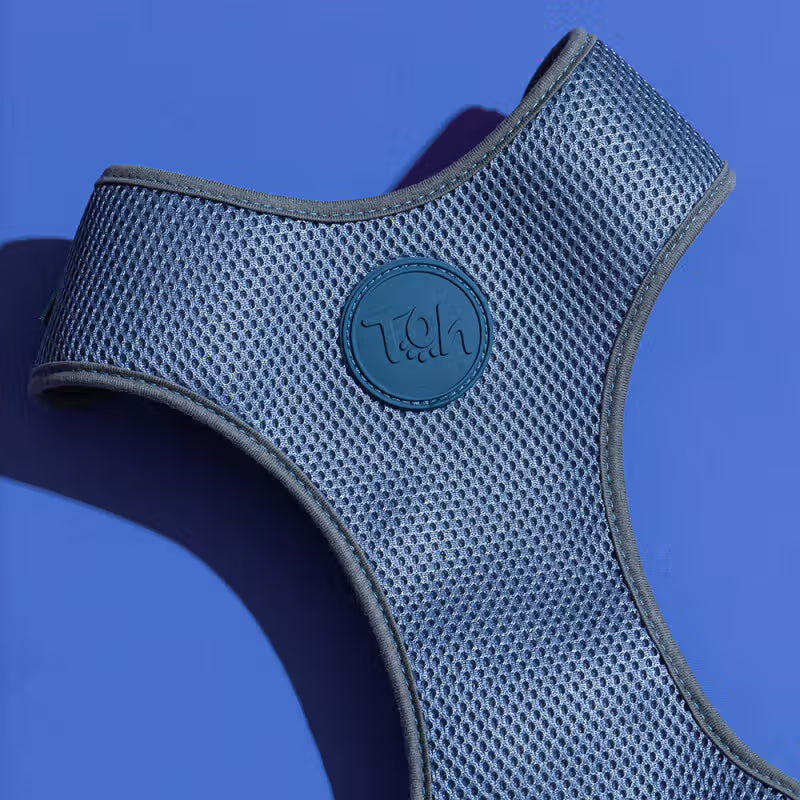 TOH Conjunto de Peitoral Mesh em H e Trela Marine - Conjunto de peitoral e trela para cão