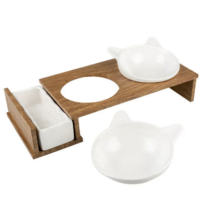 Duvo Plus - Set of bowls with stand for cats