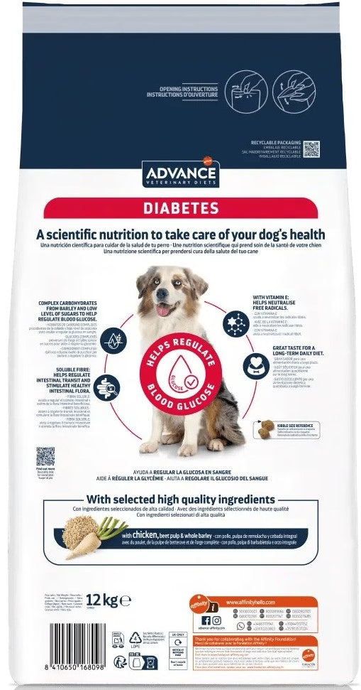 Ração Veterinária para Cão Advance Vet Dog Diabetes | 12 kg