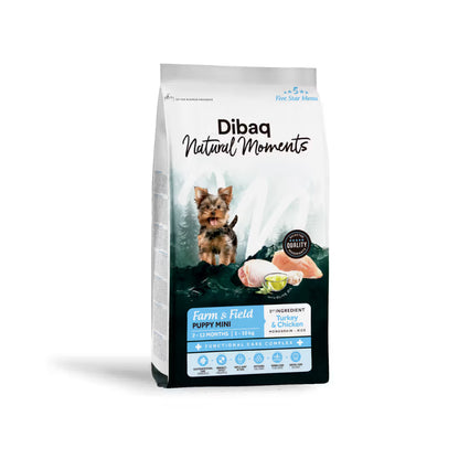 Dibaq Natural M. F&F Cão Cachorro Mini Peru e Frango - Ração seca para cão