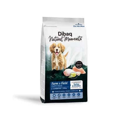 Dibaq Natural M. F&F Cão Cachorro Maxi Peru e Frango - Ração seca para cão