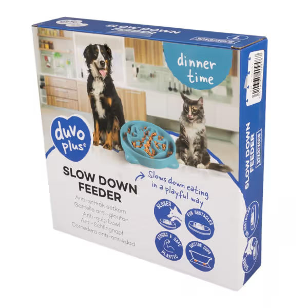 Duvo Plus Comedouro Slow Food Anti-Gulping Azul - Slow feeder for dogs and cats