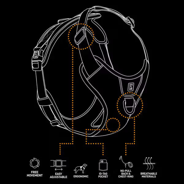 Duvo Plus Peitoral Explor Ultimate Fit Anti-Puxão - Reflective and anti-pull harness for dogs