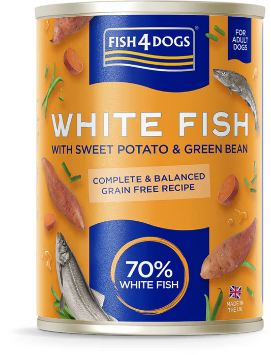 Fish4Pets Finest Perro Grain-Free Pescado Blanco, Boniato y Judías Verdes - Comida húmeda para perro