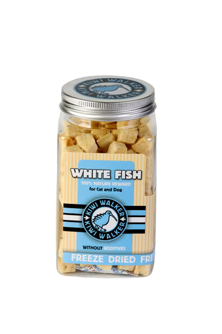 Kiwi Walker Square Jar Perro Pescado Blanco - Snack para perro