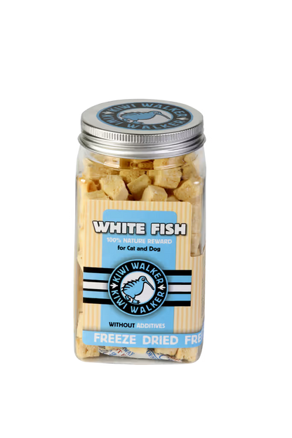 Kiwi Walker Square Jar Perro Pescado Blanco - Snack para perro