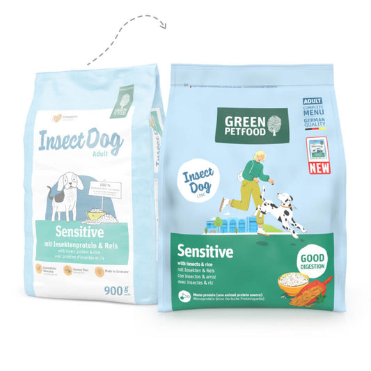 Green Petfood InsectDog Sensitive Adult Dog - Insect and Rice | 5 x 900 g