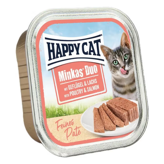Happy Cat Minkas Duo Adult Cat Pâté Poultry and Salmon - Wet cat food